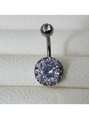 BELLY BUTTON RING Surgical STEEL 14G 3 Tier Crystal Diamond